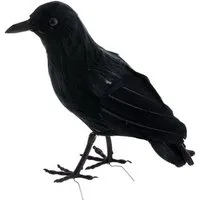 Horror-Shop Dekoobjekt Schwarzer Rabe mit Federn Medium Size 23cm