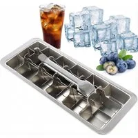 FELIXLEO Eiswürfelform Eiswürfelform Edelstahl 18 Fächer Metall Eiswürfelbehälter Henkel, (1-tlg)