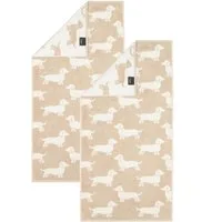 Cawö Handtuch 2 Stück Cawö We love Dogs Handtücher 6246-33 Dackel Natur 50x100, Walkfrottier (Spar-Set, 2-St), 100% Baumwolle