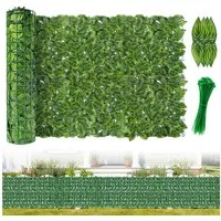 BlingBin Kunsthecken-Sichtschutz 100x500 cm Künstliche Efeu Hecke Sichtschutz, Balkon Sichtschutz, (1er Set, 1-St., Inklusive 100 Kabelbinder, Wassermelonenblätter), Sichtschutz Künstliche Hecke für Gartendekoration