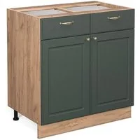 Vicco Unterschrank Fame-Line, Grün-Gold Landhaus/Eiche, 80 cm ohne Arbeitsplatte (1-St)