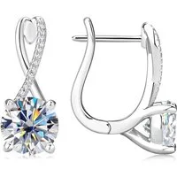 ROUGEMONT Creolen-Set Luxuriöse Moissanit Damen Creolen 925 Sterling Silber 18K Gold, Echtschmuck mit Echtheitszertifikat