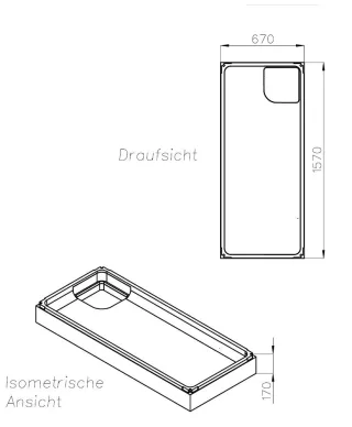 Neuesbad Wannenträger für Duravit D-Code (Dusche) 160x70 SD 22940