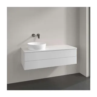 Villeroy und Boch Antao Waschtisch-Unterschrank K22050GF 120x36x50cm, Hahnloch, Waschbeckenplattenfarbe Lack, glossy white lacquer