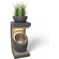 Arnusa Gartenbrunnen moderner Springbrunnen mit LED Beleuchtung bepflanzbar Steinoptik 81cm, Große Gartendekoration für den Innen- und Außenbereich