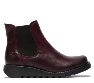 Fly London SALV Chelsea-Stiefel aus Leder für Damen, Rot, Keilabsatz