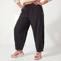 OriginalYou Schlupfhose Sommerhose Damen 7/8 Bohohose Elastikbund Schlupfhose Baumwolle seitlicher Schlitz mit Knopfapplikation, erhältlich in 42-46