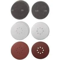 Gitter-Schleifblatt-Set für Trockenbauschleifer, Ø 225mm 15-teilig, Körnung 80 und 120, für Wand- und Betonschleifer TE-DW 225 X