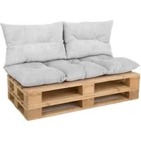 Amilian Palettenkissen Set 3-teilig Palettenauflagen für Europaletten, Balkon, Terrasse, Sitzkissen 120x60 cm + 2x Kissen 40x60 cm