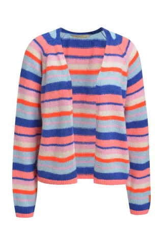Smith&Soul - Multi-Stripe open Cardigan mandarin red print - Gr. - M