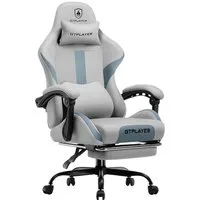 GTPLAYER Gaming-Stuhl Stoff, Racing Gamer Stuhl, Ergonomischer Gaming Sessel Gaming Chair, Schreibtischstuhl, Federsitzkissen mit Fußstütze