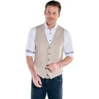 Engbers Anzugweste Herren Dezent karierte Sakko-Weste aus Leinen-Mix, Beige