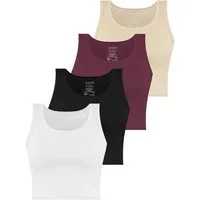 Janice Tanktop 4 x Damen crop Top Namlea Kurzes Tanktop aus Baumwolle