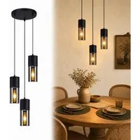 Nettlife Pendelleuchte Schwarz Esstisch E27 1/3/4 Flammig Glasschirm Hängeleuchte, LED wechselbar, Esstisch Wohnzimmer Schlafzimmer
