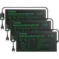 VIVOSUN Heizmatten VIVOSUN Heizmatte 25 × 53 cm mit digitalem Thermostat, 3er-Set, Heizmatten mit digitalem Thermostat, Schnelles Aufheizen auf ca. 40 °C