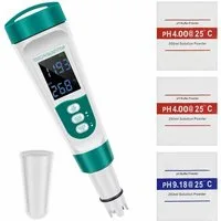 Bolwins Trinkwassertest E46C 5in1 Wassertester für Pool & Aquarium – pH TDS EC Salz Temperatur, 5 Messparameter, Einzelartikel, 2-tlg., 1× E46C 5-in-1 digitaler Wassertester, 5-in-1 Messung, pH, TDS, EC, Salzgehalt, Temperatur, beleuchtet