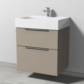 Sanipa 3way Waschtischunterbau zu Kaldewei Silenio Waschtisch mit 2 Auszügen, Sandgrau-Matt UF45567