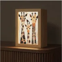OnlyWow Tischleuchte Lightbox Giraffen - Cartoon - Creme, Dimmbar, Farbwechsel, LED, Warmweiß, Kaltweiß, Neutralweiß Einstellbar, Tischlampe, Schreibtischlampe, Desk, Dimmbar, mit Kabel, LED
