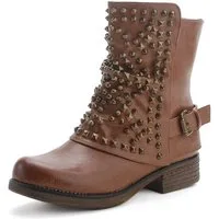 Pogolino ST03 Bikerboots Damen Biker Boots Nieten Stiefeletten leicht gefüttert