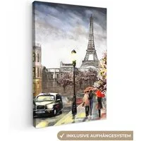 OneMillionCanvasses® Leinwandbild Kunstdrucke - Paris - Frankreich - Öl, Fotodruck (1 St), Leinwand Canvas Wandbild, Wanddekoration 20x30 cm
