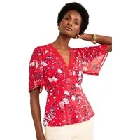 Love & Roses Spitzenbluse Love & Roses Top mit Blumen-Print und Spitzensaum (1-tlg)