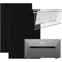 Anker Balkonkraftwerk Solix 910W Photovoltaikanlage Komplettset mit Solarbank E1600 2 Pro, 800 W, Monokristallin, (Set, 2 Solarmodule mit Anker solarbank 2 Pro Ohne Halterung/mit Halterung), Wifi, Bluetooth, IP65, Plug und Play