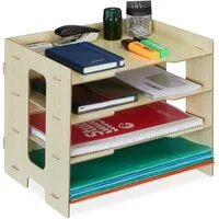 relaxdays Briefablage aus MDF mit 3 Fäch, hellbraun