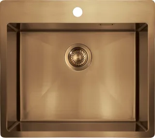 Neuesbad Edelstahlspülen, Gebürstet Braun, 1-Becken, 550x505x200 mit Befestigungs NB1DEZPOC10B1