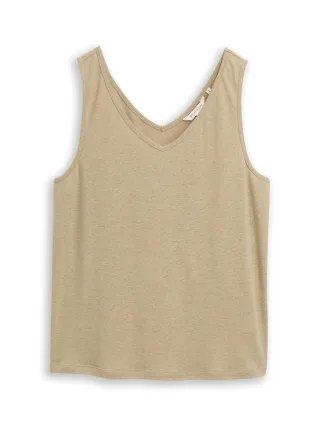 Tom Tailor - Top mit Leinenanteil silver olive - Gr. - S