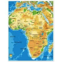 Posterlounge Wandbild Afrika - Topografische Karte (Englisch) I, Editors Choice, erhältlich als Poster, Leinwandbild, Wandsticker oder Acrylglasbild