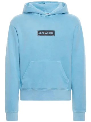 Stuckgefarbter Kapuzenpullover mit Box-Logo von Palm Angels in Hellblau