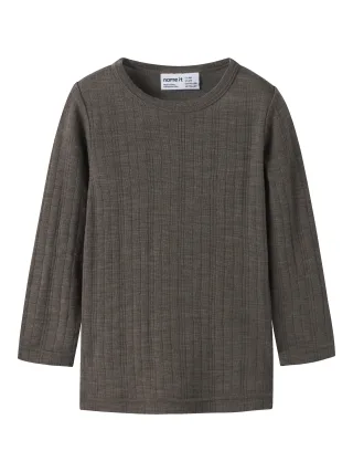 NAME IT - NMMWANG WOOL NEEDLE LS TOP SOLID NOOS Morel - Gr. - 92