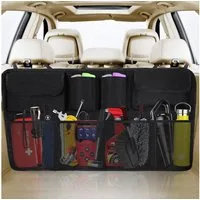 LA CUTE Rücksitzorganizer Auto Kofferraum Organizer faltbar SUV Rücksitz Tasche mit 8 Fächern (1-teiliges Auto Organizer Set für Kofferraum & Rücksitz – faltbar, wasserdicht, 1-tlg. Kofferraum-Organizer SUV faltbar Auto Aufbewahrungssystem), 8 Fächer