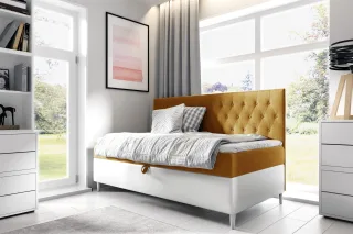 Boxspringbett Gästebett Kinderbett FINJA Nr.2 100x200cm Weiss-Gelb