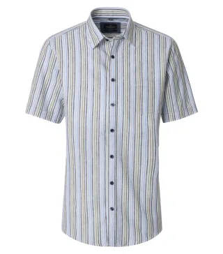 CASAMODA - Casual Fit: Freizeithemd mit Kurzarm blau/grün - Gr. - 3XL