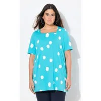 Ulla Popken T-Shirt Longshirt Punkte A-Linie Carree-Ausschnitt Halbarm