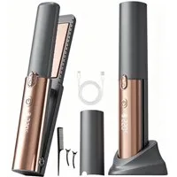 Luckice Glätteisen Kabelloser 2-in-1 Haarglätter & Lockenstyler, Mini-Reiseglätteisen, 160–220 °C, USB-C,5 Temperaturstufen und Schnellheizung, für alle Haartypen geeignet