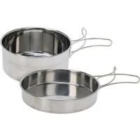 Koopman Kochtopf Campingtopf Klein Ø 15 cm Edelstahl Griff 2 er Set, Edelstahl (Set, 2-tlg., Packung), 2 Größen, Reiseformat, Klappbare Griffe, Topfset, Rostfrei
