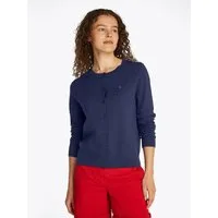 Tommy Hilfiger Cardigan CO JERSEY STITCH CARDIGAN Baumwollmischung, regular fit, Rundhals, goldfarbene Knöpfe
