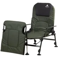 CampFeuer Angelstuhl 2in1 Angelstuhl, Tannengrün/Schwarz, Höhenverstellbare Angelliege mit
