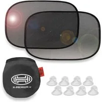 HEYNER Autosonnenschutz Auto-Sonnenschutz 55x35cm 2er Set Saugnäpfe Autofenster UV Schutz, 3.5 x 0.5 cm, (Set, 2-St)