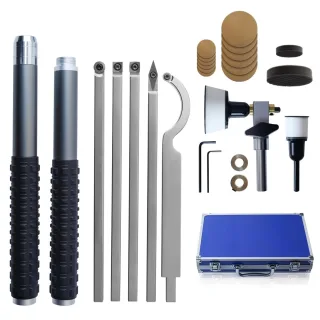 RUITOOL Professional Carbide Wood Lathe Tools Set 5 Tips Bowl Sander 50 Sanding Discs Extended Handle CNC Steel Shaft Al