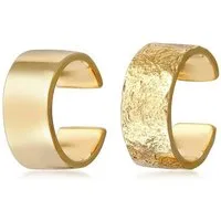 Elli Ohrklemmen-Set Earcuff Breit Basic Gehämmert 2er Set 925 Silber