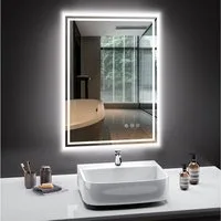 PESENXAN Badspiegel mit Beleuchtung, LED Badezimmer Spiegel, LED Spiegel mit Touchschalter (1-St), 3 Lichtfarben Dimmbar, Anti-Beschlag, 50x70cm