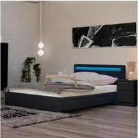 HOME DELUXE Bett Nube mit Schubladen 180 x 200 (inkl. Lattenrost & Matratze), Polsterbett, Doppelbett, Bettgestell mit Stauraum, LED Bett