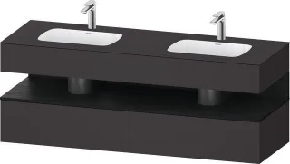Duravit Qatego Einbauwaschtisch mit Konsolenwaschtischunterbau Graphit Supermatt 1600x550x600 mm - Q QA4797016800010