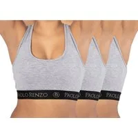 Paolo Renzo Bustier Sports-Collection Atmungsaktive Damen Sport Bustiers (3-tlg) Sport BH - Sport Top aus hochwertiger Baumwolle