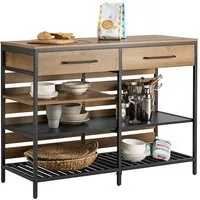 SoBuy Küchenbuffet FSB85, Küchenkommode mit offenen Ablagen, Mikrowellenfach Küchenmöbel Sideboard mit Schublade und Ablagen Kommode Küchenschrank Flurschrank