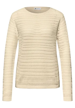 Street One - Langarm Pullover mit U-Boot-Ausschnitt soft beige - Gr. - 44