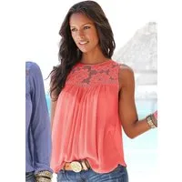 Buffalo Crepebluse mit Spitzeneinsatz, Blusentop, Boho-Style